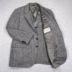 Vintage Harris Tweed Blazer Mens 42R Gray Herringbone Sport Coat Jacket Stafford